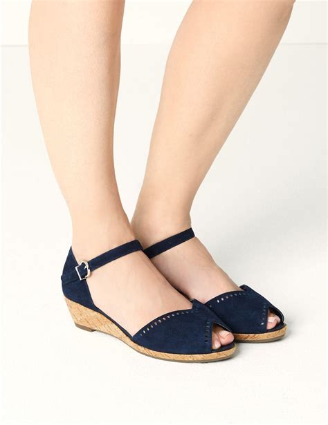 wide fit blue wedge shoes.